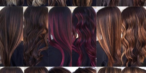 Brunette and ruby colour